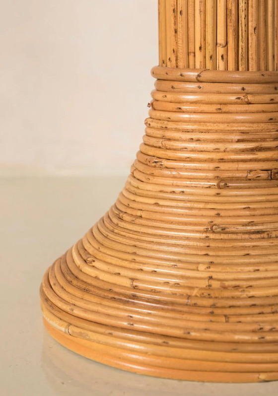 Image 1 of Lampada da tavolo in rattan con palma