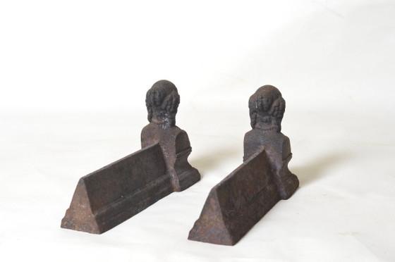 Image 1 of 19th Century Cast Iron Andirons, 1890s, Set of 2