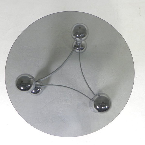 Image 1 of Table basse Spoutnik de l'ère spatiale, avec un piètement chromé des années 1970