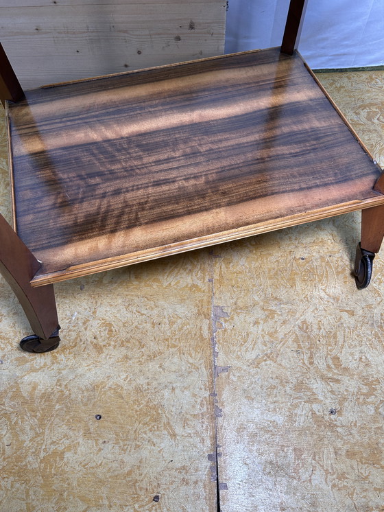 Image 1 of Mid-Century Retro Vintage Walnut Two-Tier Serving Trolley by Morris of Glasgow 1960