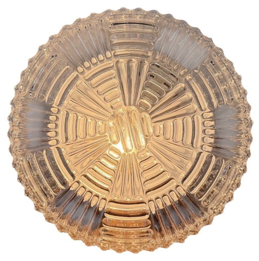 Vintage glazen wand- of plafondlamp uit de jaren 70. – wandlampen, Glass, Metal (photo 2 of 16)