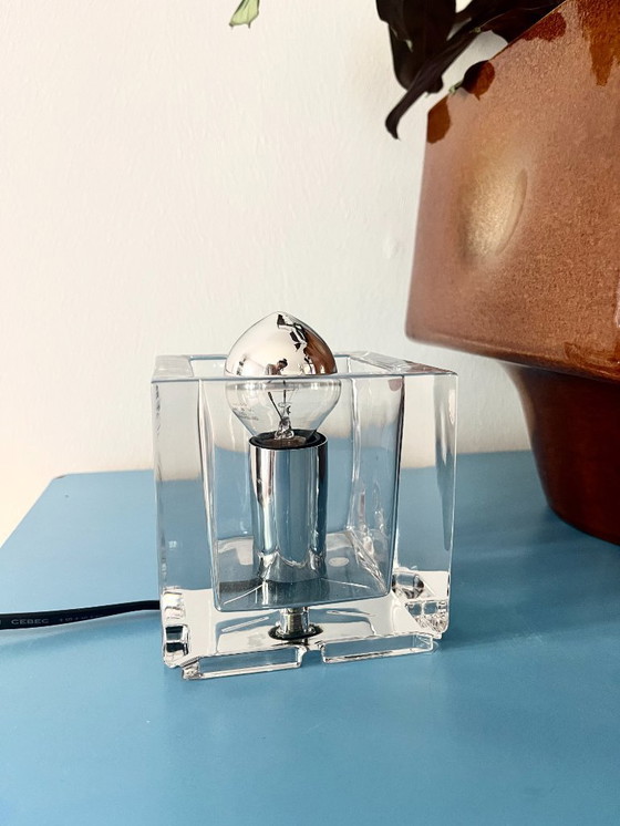 Image 1 of Vintage Cube Glass Lamp by Nachtmann Leuchten, 1990s Modern Design Light
