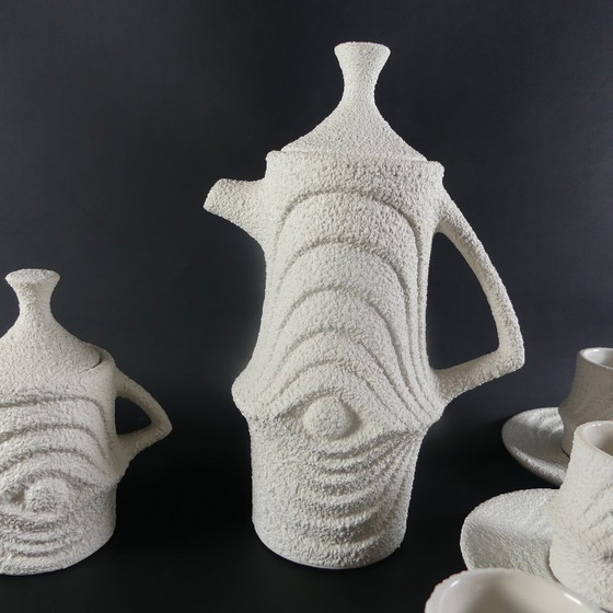 Image 1 of Service à moka en porcelaine Op Art des années 1970