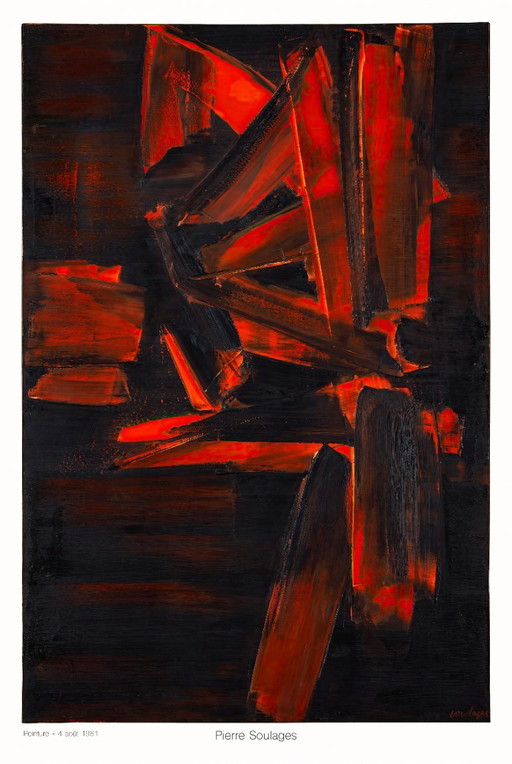 Chef-d'œuvre rouge de Pierre Soulages - 4 août 1961 - Poster 61 × 91 cm
