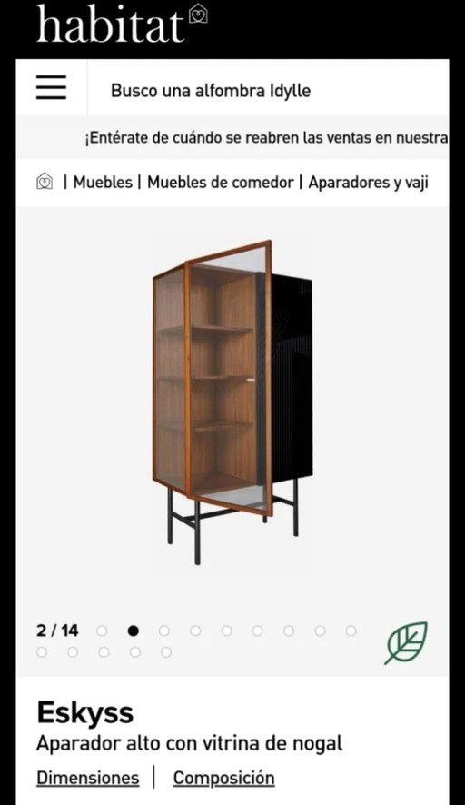 Tall walnut sideboard with display cabinet from Habitat – buffetkasten, Wood (photo 2 of 7)