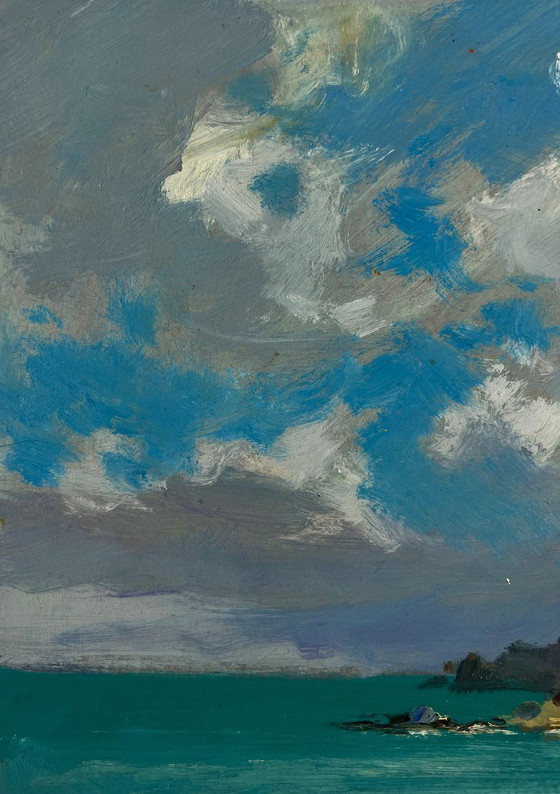 Original Oil Painting Seascape Coast with a Lighthouse – Paintings & Drawings, Mdf (photo 5 of 9)