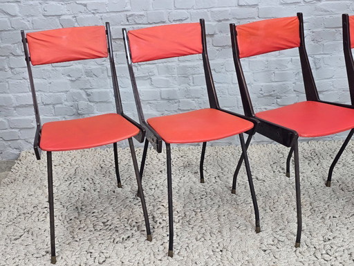 Sedie da pranzo italiane di design di metà secolo, produzione Brianza, set di 6, Italia, fine anni '50