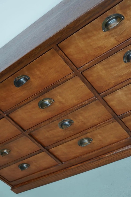 Image 1 of Vintage Nederlandse kersenhouten apothekerskast / archiefkast, jaren 1930