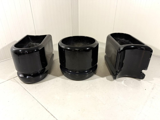 Image 1 of Vasi neri divisori per ambienti di Luigi Colani, anni '70