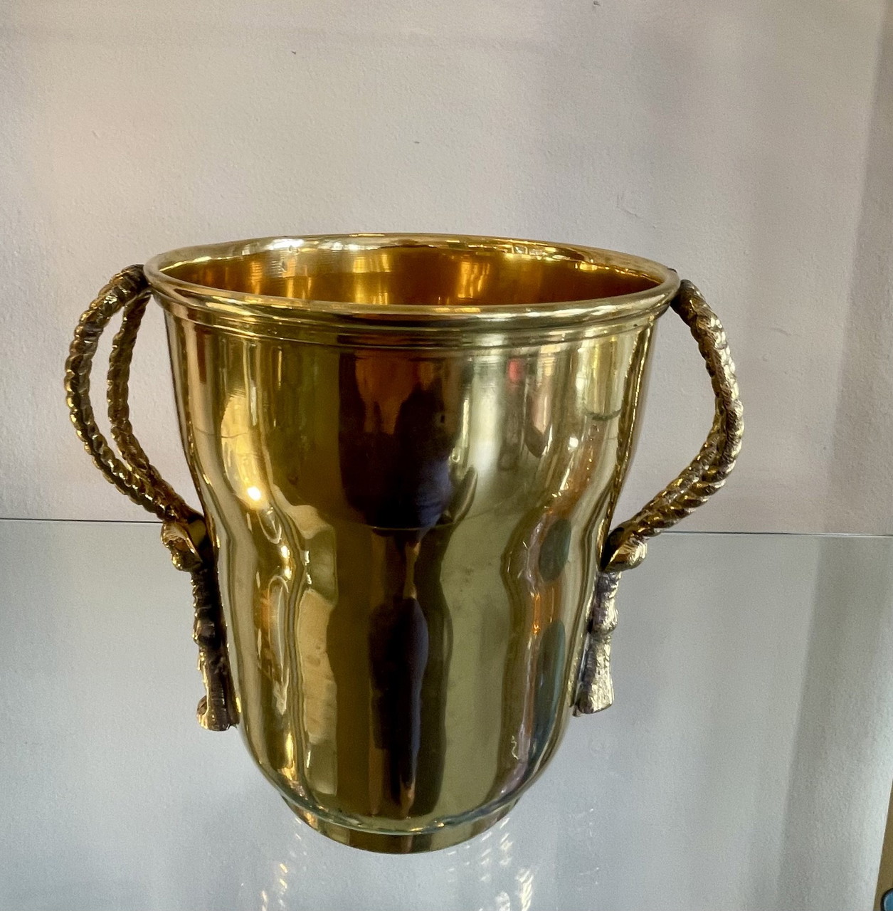 Handcrafted French brass wine cooler/champagne cooler