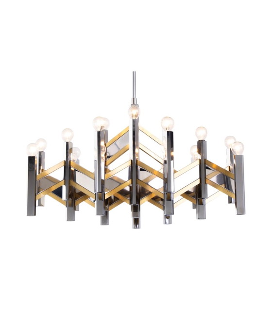 Image 1 of Vintage Gaetano Sciolari hanglamp, model Chevron – jaren 70
