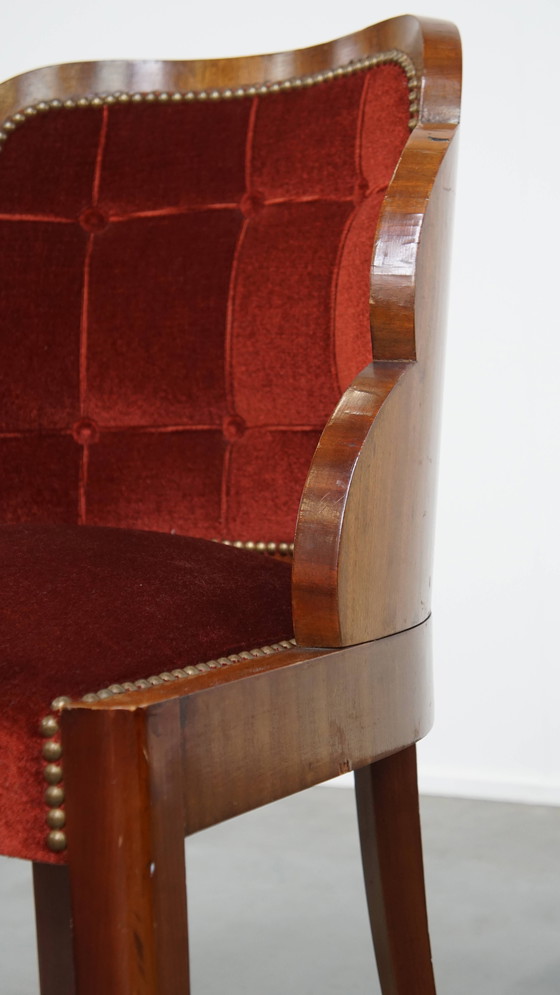 Image 1 of Art Deco Dining/Side Chair mit roter Polsterung