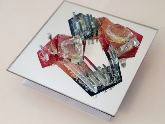 Image 1 of Vintage Brutalist broken glass wall lamp 1971