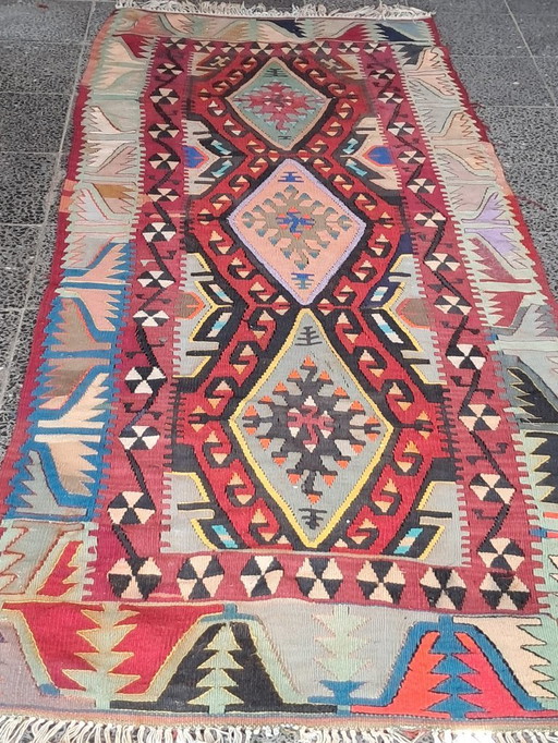 Kilim turco tejido a mano 237x99cm