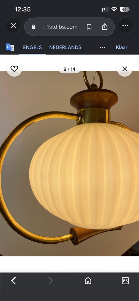 Suspension Mid-Century Moderne par Massive, Belgique, Années 60, Verre, Or, Doré (photo 2 sur 11)