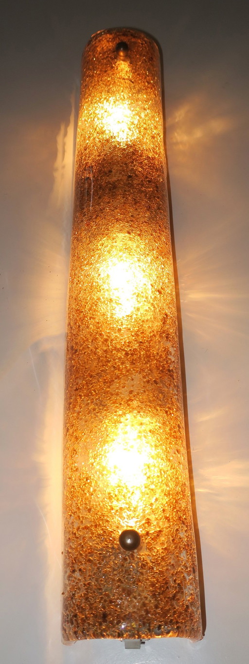 Italian Murano Glass and Brass Gold Fleck Ceiling or Wall Light, 1950s