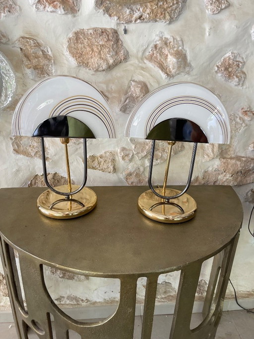 Pair of table lamps by ZONCA in Murano glass , Italy 1980