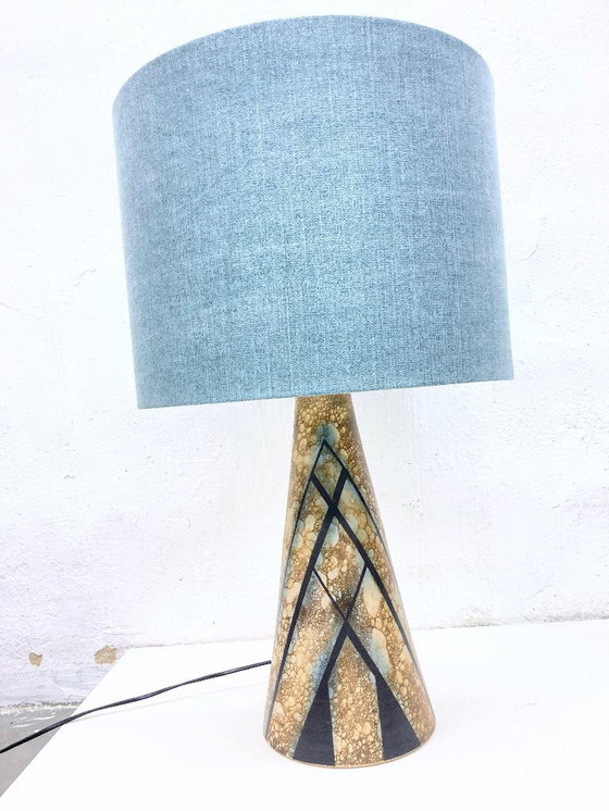 Image 1 of Large table lamp with conical ceramic base, studio ceramics, 70s/80s design