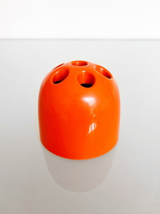 Image 1 of Vintage Artemide Dedalino orange design pen holder