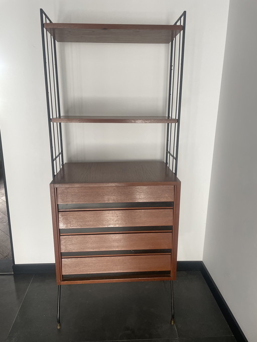 Vintage modular string wall system with drawers
