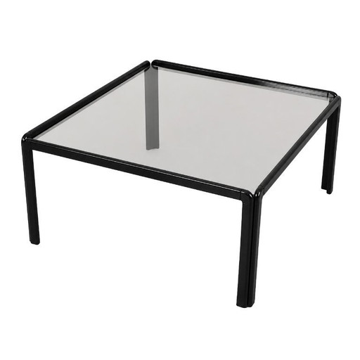 Vierkante glazen salontafel, Italiaans design, jaren 70, gemaakt in Italië.