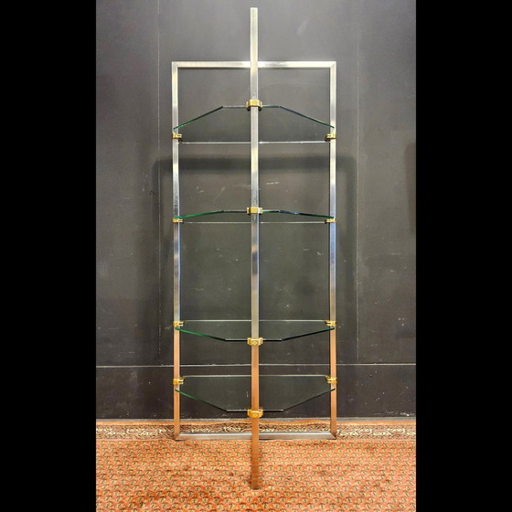 Image 1 of Vintage 80s Design Glass/Steel Display Cabinet by Peter Ghyczy (Dutch Design) Glass Wall Shelves