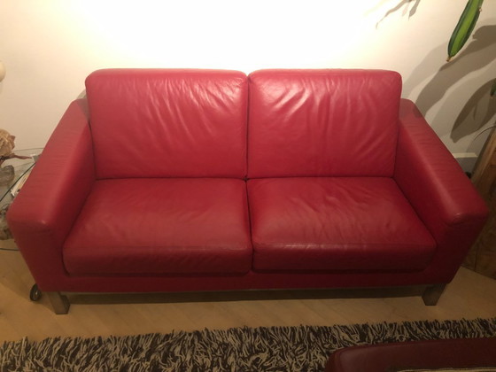 Image 1 of Lederen 2,5 zits bank Berden RVS onderstel