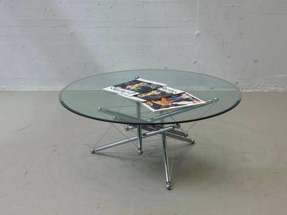 Table basse Tensegrity 713 de Theodore Waddell pour Cassina, 1973 – Tables basses, Glass, Chrome, Vintage (photo 13 of 13)