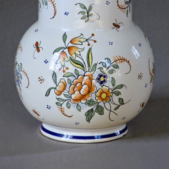 Image 1 of Handcrafted French carafe from Moustiers, hand-painted