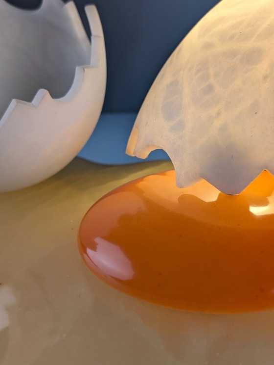 Marco Ricciardi Broken Egg Alabaster Table Lamp Sculpture, Italy, 1980s – Metal, Plastic (photo 9 of 21)