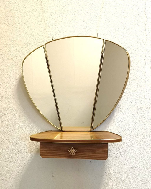 Fifties hooded mirror with side leaves