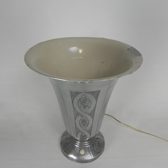 Image 1 of Art-Deco-Tischleuchte aus Aluminium, Stehleuchte, 1930er Jahre