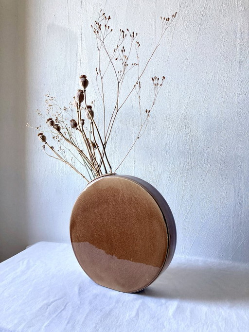 Große kürbisförmige Vase aus craquelierter glasierter Keramik, Sia Collection