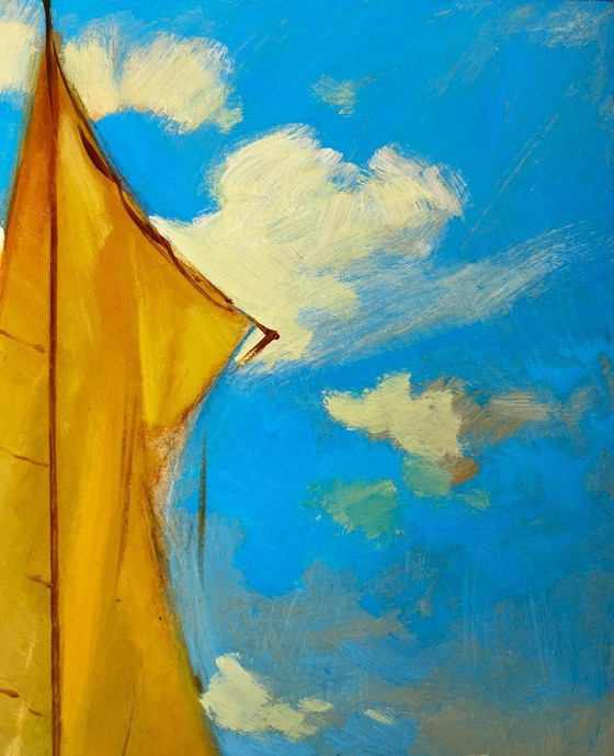 Image 1 of Original Oil Painting Summer Sea Landscape Towards the wind