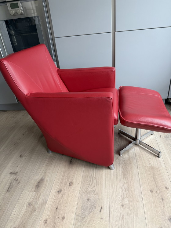 Image 1 of Leolux Dolcinea rood leer met hocker