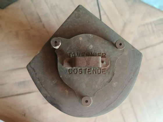 Juego de 2 faroles de barco originales de latón – Tavernier Oostende – Bureau Veritas – Ca. 1940-1950 (photo 4 of 8)