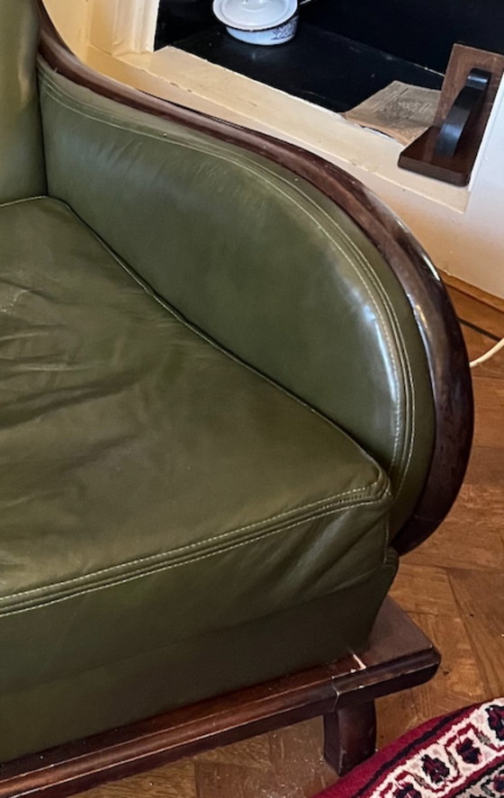 Image 1 of Classic leather armchair – Empire style, green leather