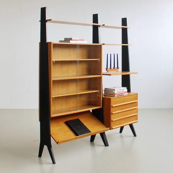 Image 1 of Système d'étagères modulaires vintage, meuble mural style années 60, entièrement restauré