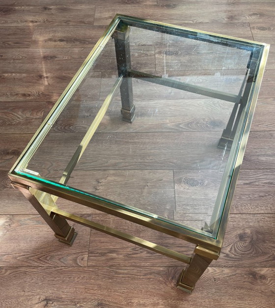 Image 1 of Tables d'appoint vintage Hollywood Regency en laiton et verre – lot de 2 – années 1970/80