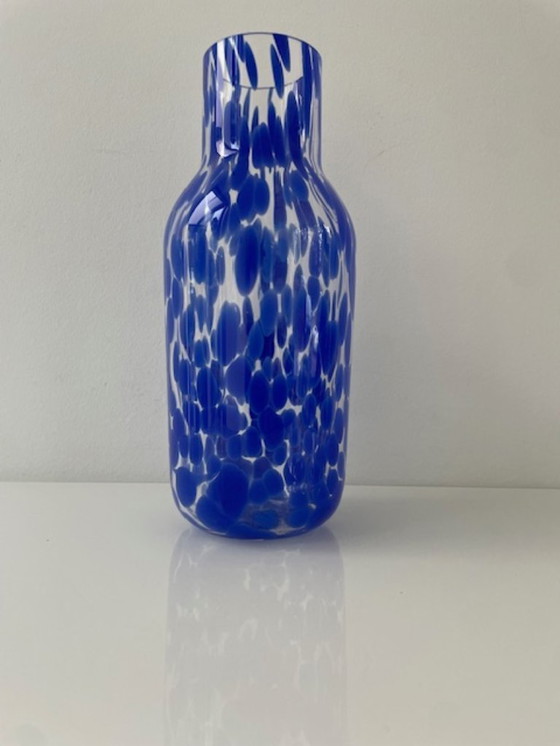 Image 1 of Mouth-blown designer carafe/vase sapphire blue – unique