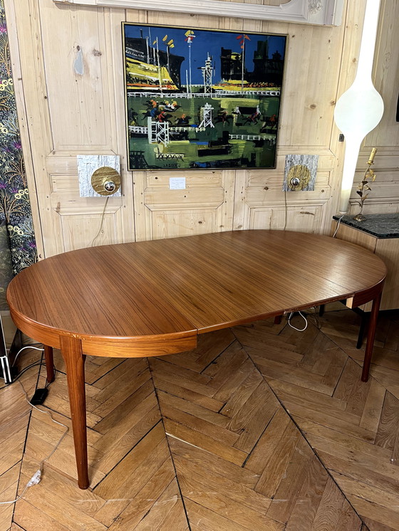 Image 1 of Scandinavian Style Round Table + 2 Teak Extensions