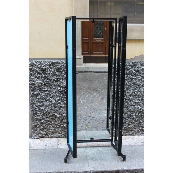 Image 1 of Vintage folding workshop mirror in black lacquered metal, Italy 1970
