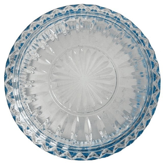 Image 1 of Antica fruttiera in vetro azzurro Art Déco anni '30