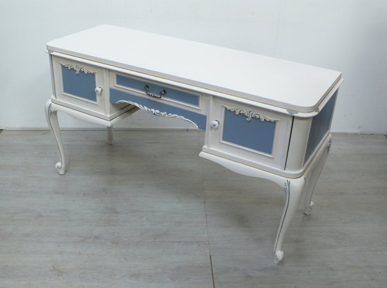Image 1 of Credenza Chippendale in stile antico bianco + blu tortora