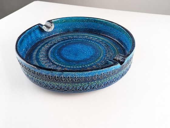 Image 1 of Giant Blue Ceramic Ashtray By Aldo Londi For Bitossi