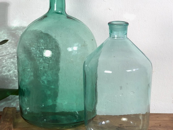 Navy green antique bottles (c.1920). Set of 2 pieces #43 – Glass & Decanter, Glass (photo 2 of 10)