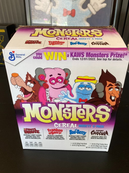 Kaws Monsters Cereal Pack of 4 boxes with their packaging 2023