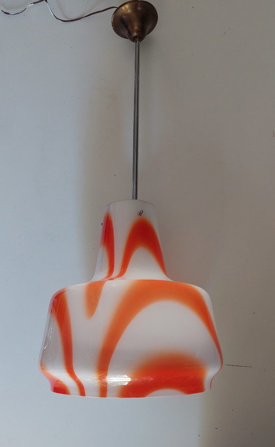Image 1 of Lampada a sospensione arancione Murano anni '70