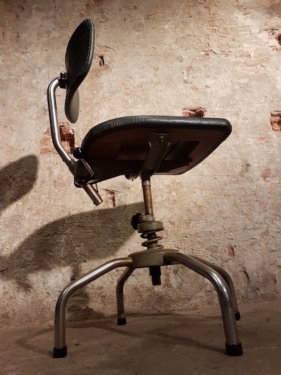 Image 1 of Selection of 4 industrial work chairs from the 1940s and 1950s