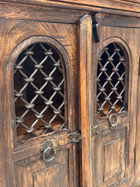 Image 1 of Rare cabinet français | Teck et fer forgé | 1950s